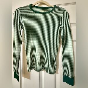 American Eagle Striped Green and White Women's Knit Top